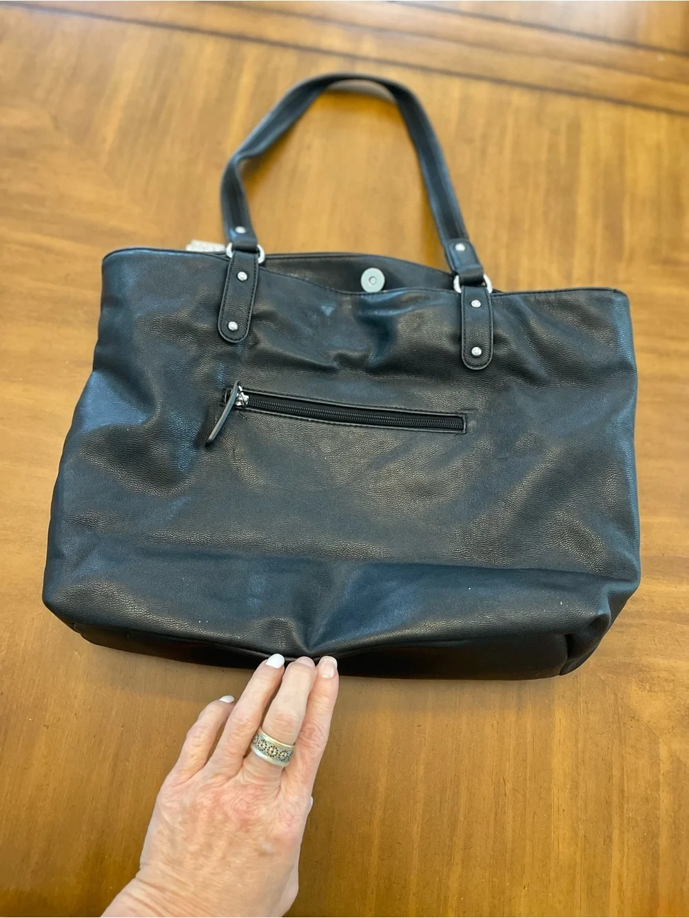 Tyler Rodan Black Laptop Tote /Purse with Front Zip Pocket